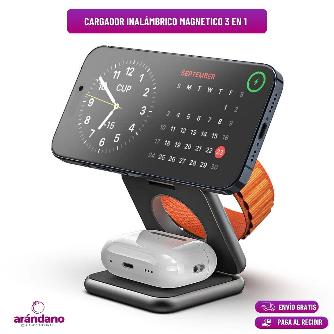 CARGADOR INALÁMBRICO MAGNETICO 3 EN 1